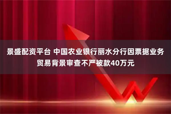 景盛配资平台 中国农业银行丽水分行因票据业务贸易背景审查不严被款40万元