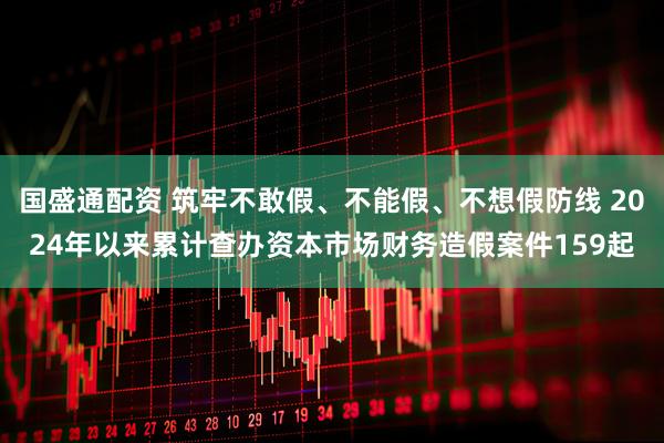 国盛通配资 筑牢不敢假、不能假、不想假防线 2024年以来累计查办资本市场财务造假案件159起