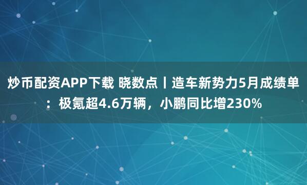 炒币配资APP下载 晓数点丨造车新势力5月成绩单：极氪超4.6万辆，小鹏同比增230%