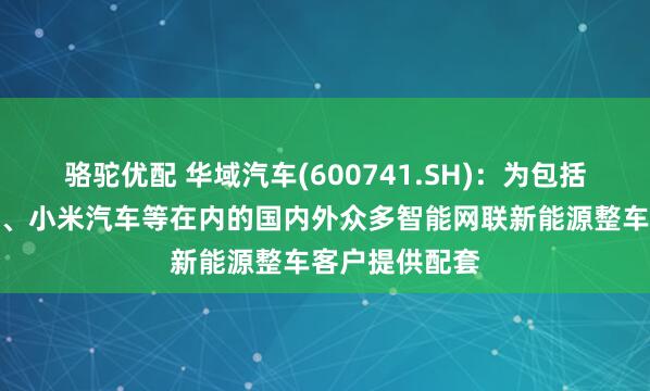 骆驼优配 华域汽车(600741.SH)：为包括华为合作伙伴、小米汽车等在内的国内外众多智能网联新能源整车客户提供配套